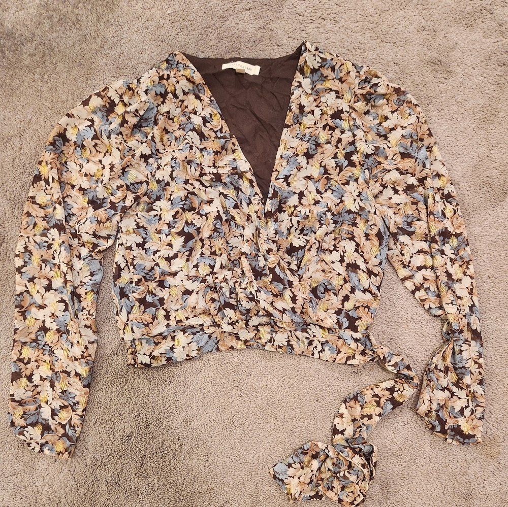 Floral Cropped Wrap Blouse